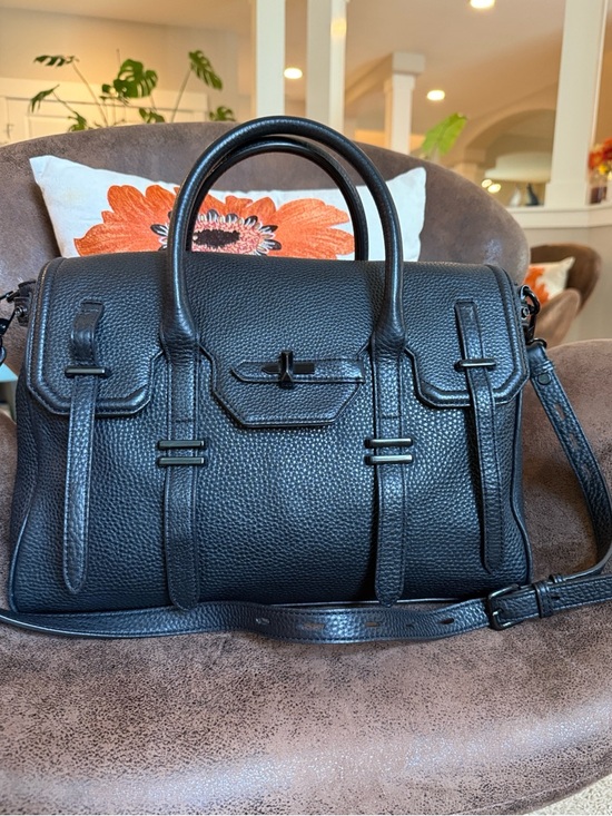 Rebecca Minkoff Handbags - REBECCA MINKOFF SATCHEL BAG  JULES BLK ON BLK LEATHER & HARDWARE w/STRAP EUC